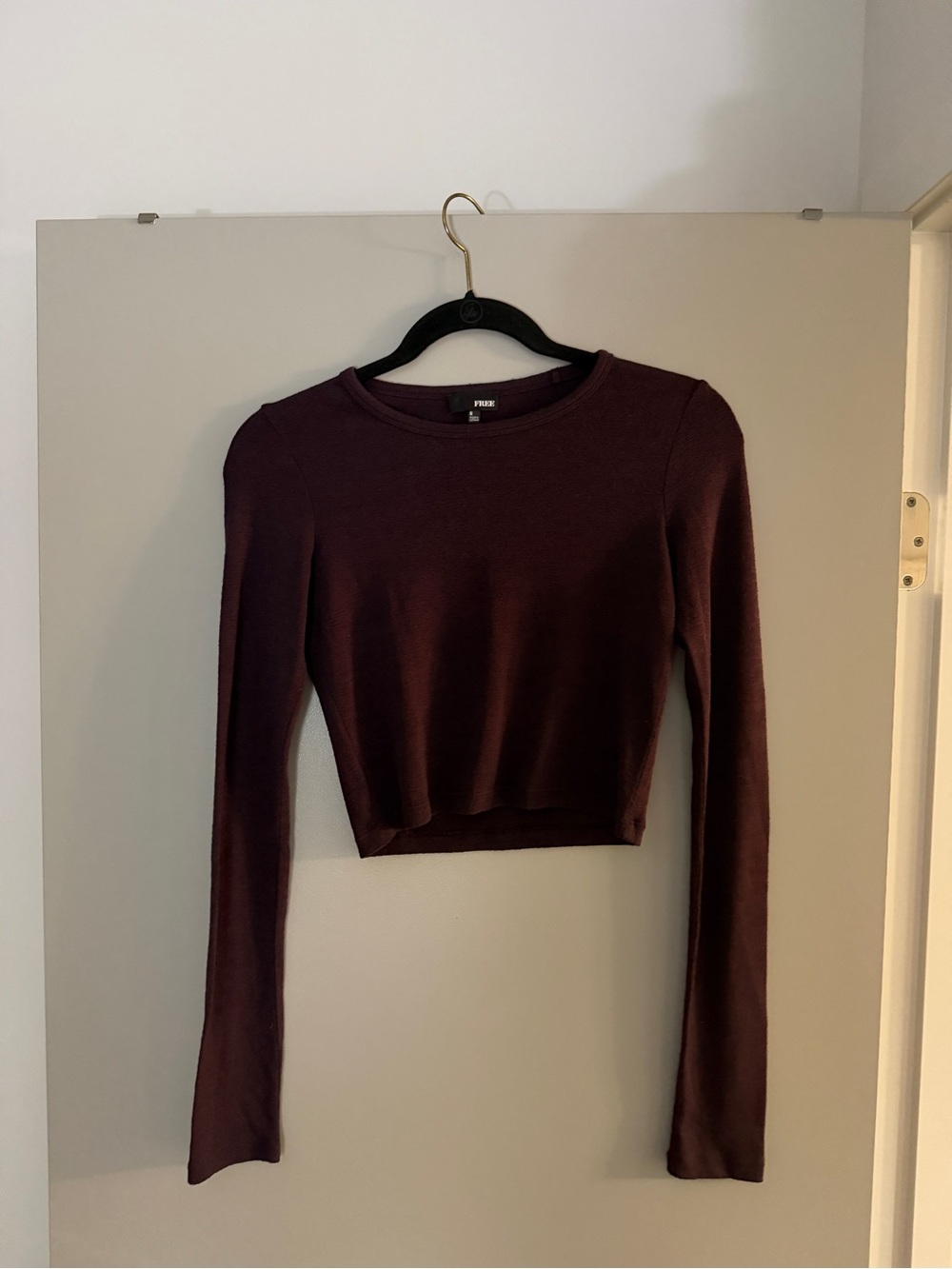 Wilfred Long Sleeve Cropped Top in Deep Plum